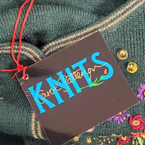 Knits Carol Patterson Womens Floral Embroidered Cardigan Size 3X Holiday Artsy - Picture 4 of 10